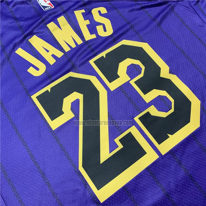 Camiseta Los Angeles Lakers Lebron James NO 23 Ciudad 2018 Violeta